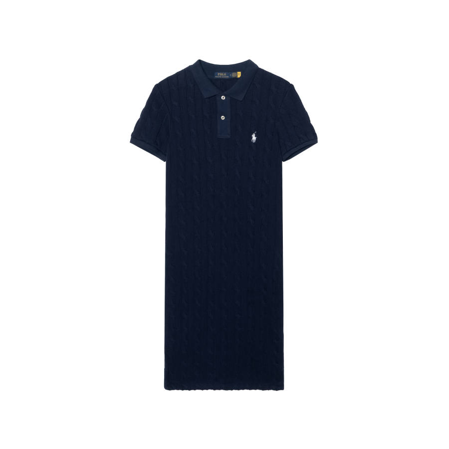 Polo Ralph Lauren Short Sleeved Dresses Women's Blue Polo Collar Moderate Midi Skirt Other