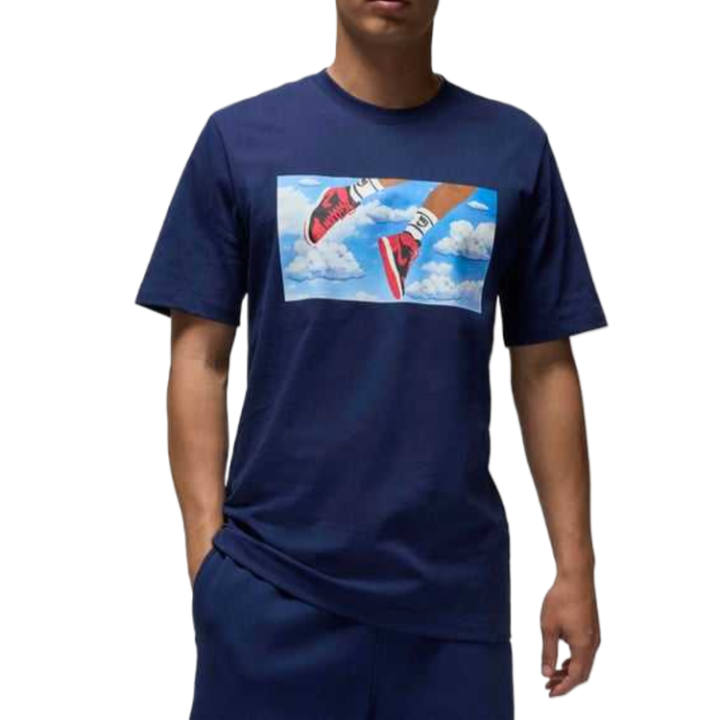 Jordan Jordan Flight T Shirts Men's Midnight Blue/Black Crew Neck Moderate