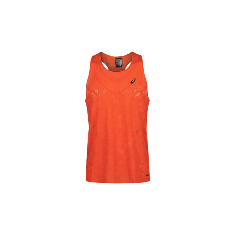 ASICS Metarun Running Tank Tops Men's Orange Red Crew Neck Moderate Straight Fit