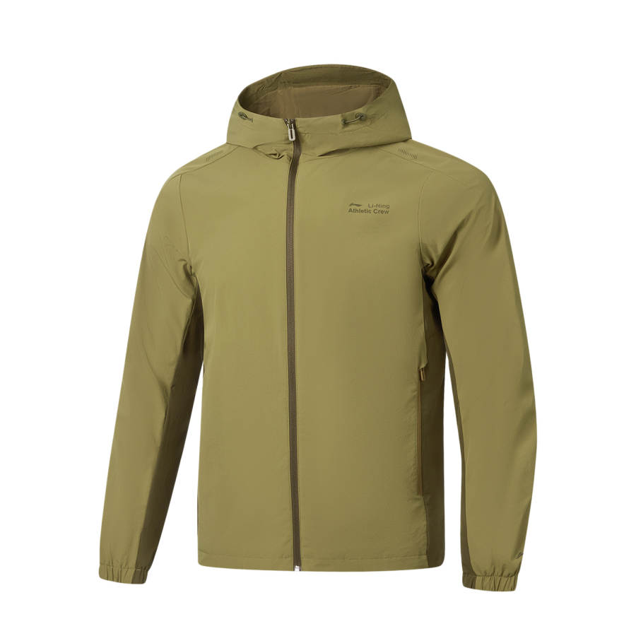 Li-Ning Li Ning Fitness Series Jackets Men's Olive Brown Green Hooded Non Detachable Moderate Straight Fit