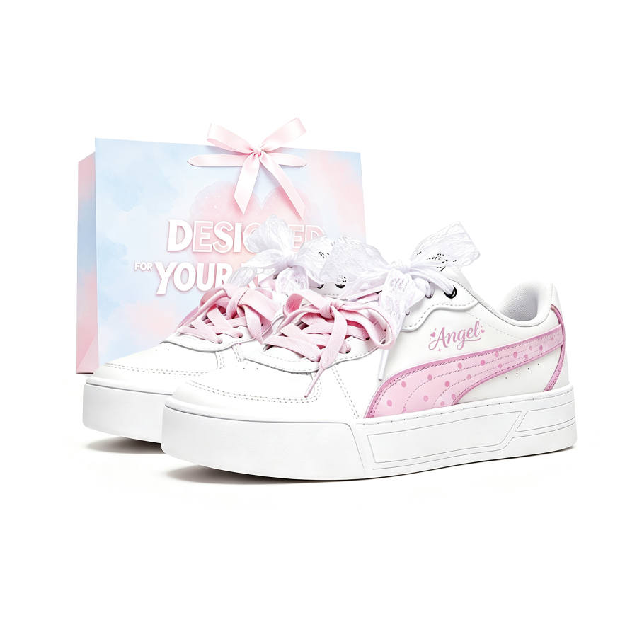PUMA Skye Skateboard Shoes Women's Low Top Pink White