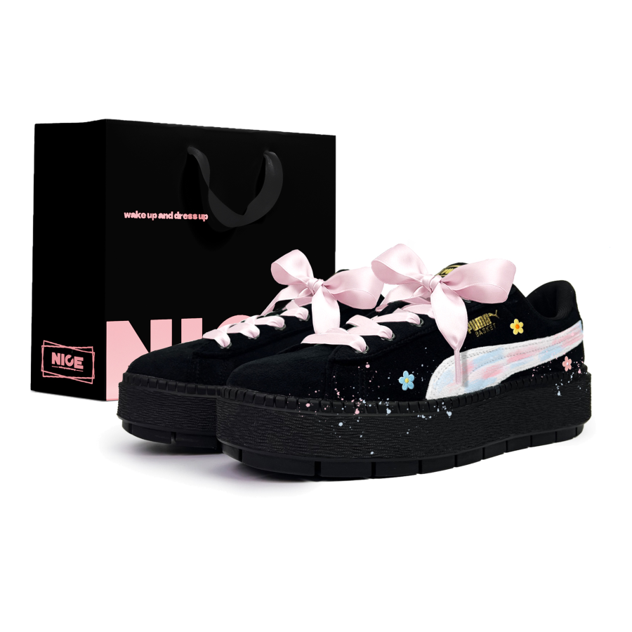 PUMA Platform Trace Skateboard Shoes Women's Low Top Blue