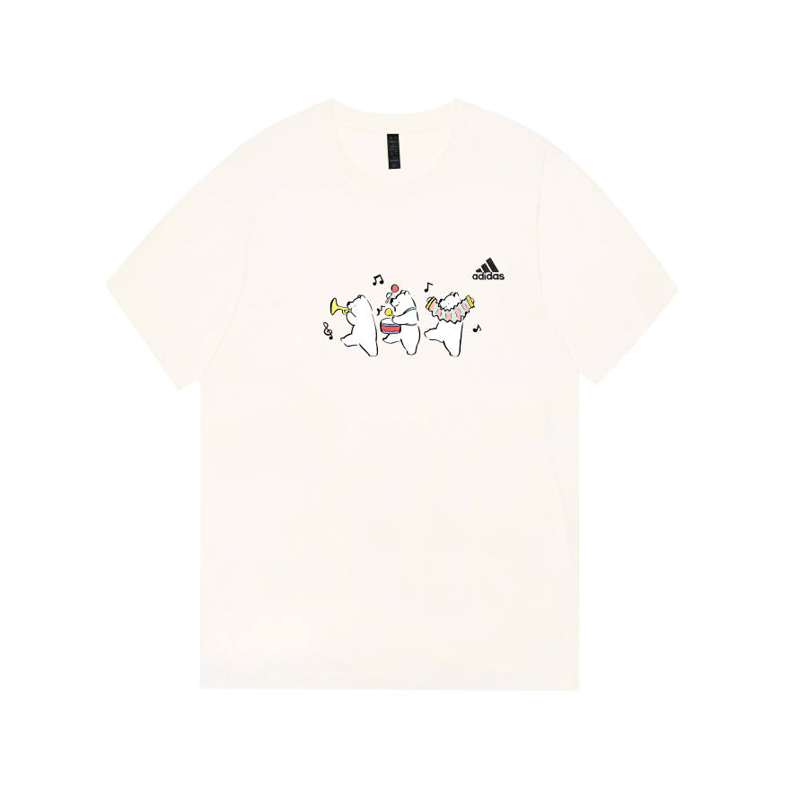 Adidas Adidas MUST HAVES T Shirts Unisex Ecru Crew Neck Moderate Straight Fit