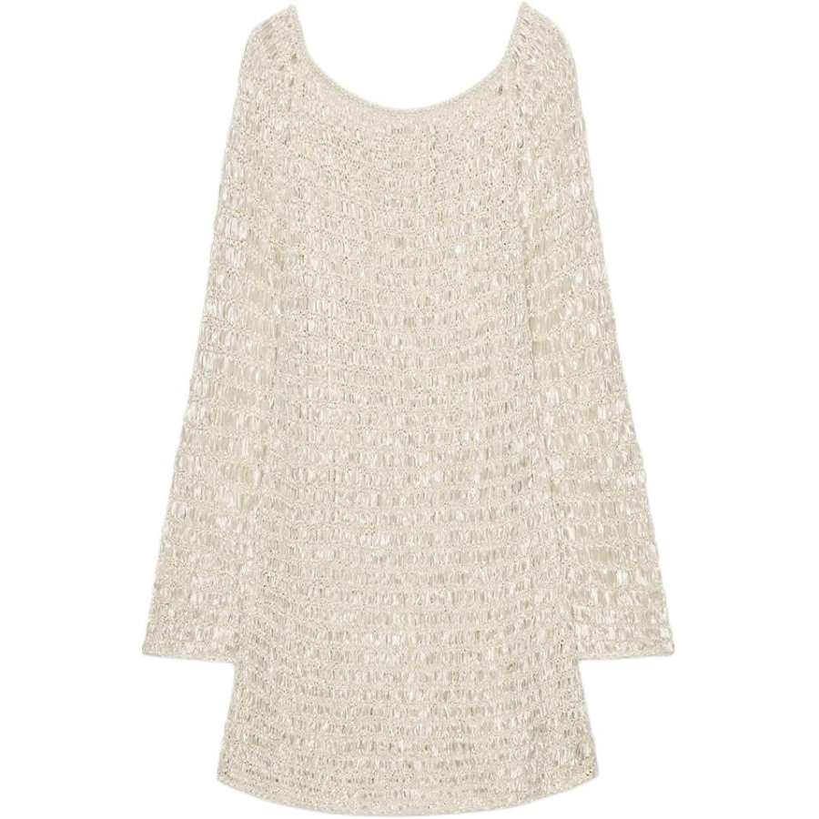 ZARA Long Sleeved Dresses Women's Zebra Print Pearl Boat Neck Moderate Midi Dress