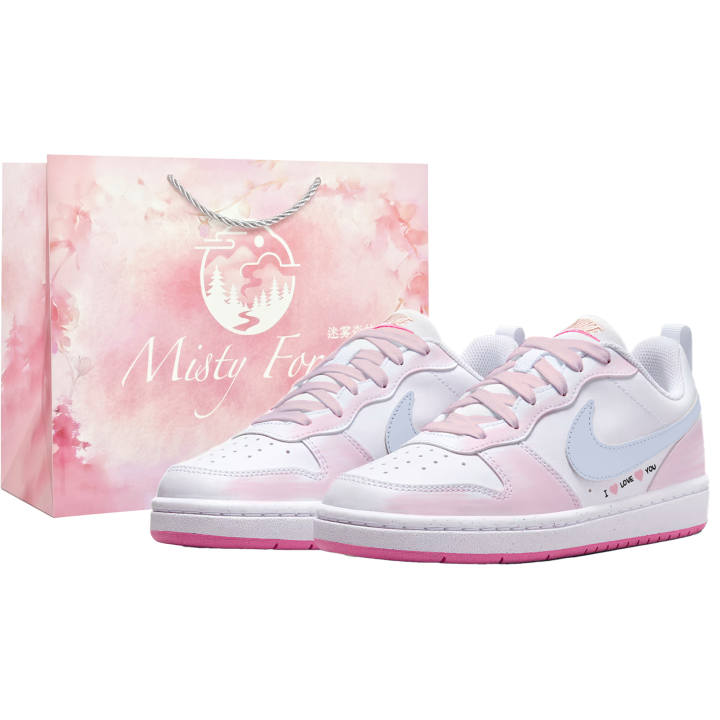 Nike Nike Court Borough Skateboard Shoes Women's Low Top White, Pink, Blue