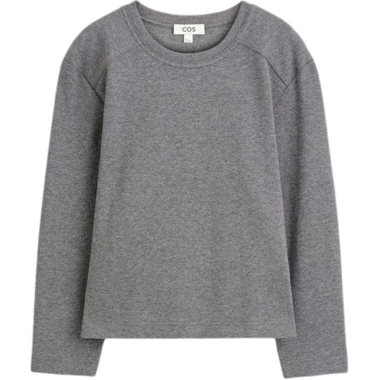 COS T Shirts Women's Gray Crew Neck Moderate Straight Fit
