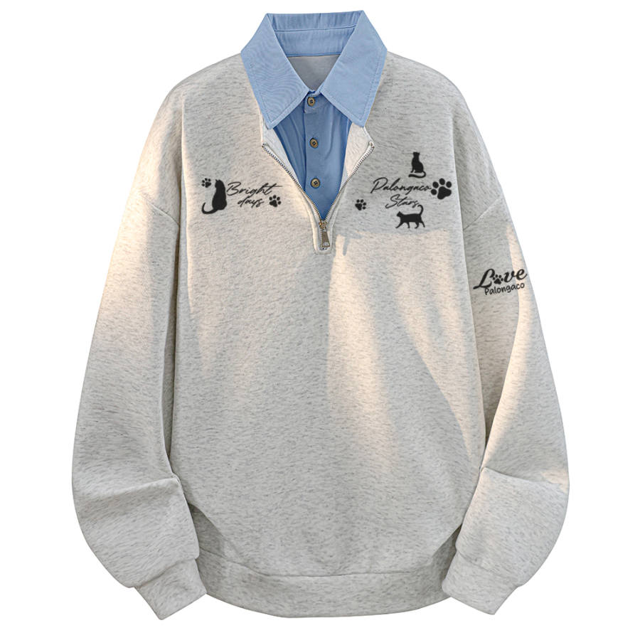 PAL ONGACO Sweatshirts Unisex Lapel Moderate Straight Fit