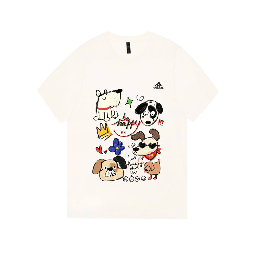 Adidas Adidas MUST HAVES T Shirts Unisex Ecru Crew Neck Moderate Straight Fit