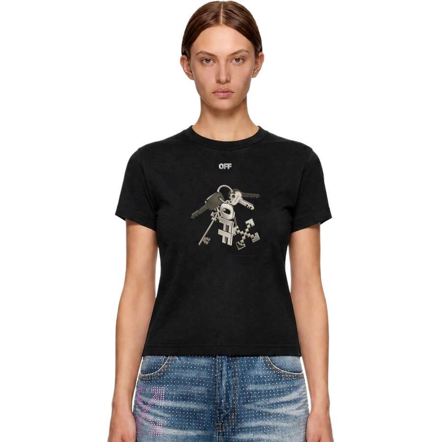 OFF-WHITE OFF WHITE T Shirts Women's Crew Neck Moderate Straight Fit