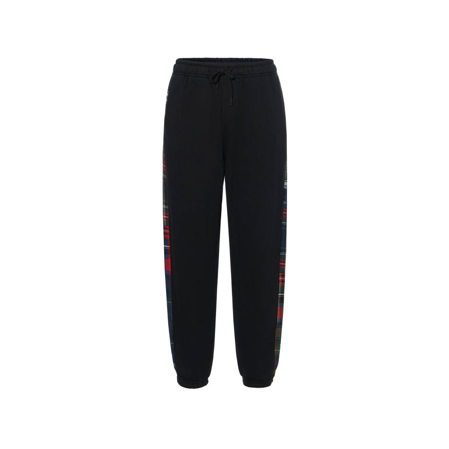 Polo Ralph Lauren FW25 Pony Embroidery Side Plaid Patchwork Fleece Lined Sweatpants Knitted Sweatpants Women's