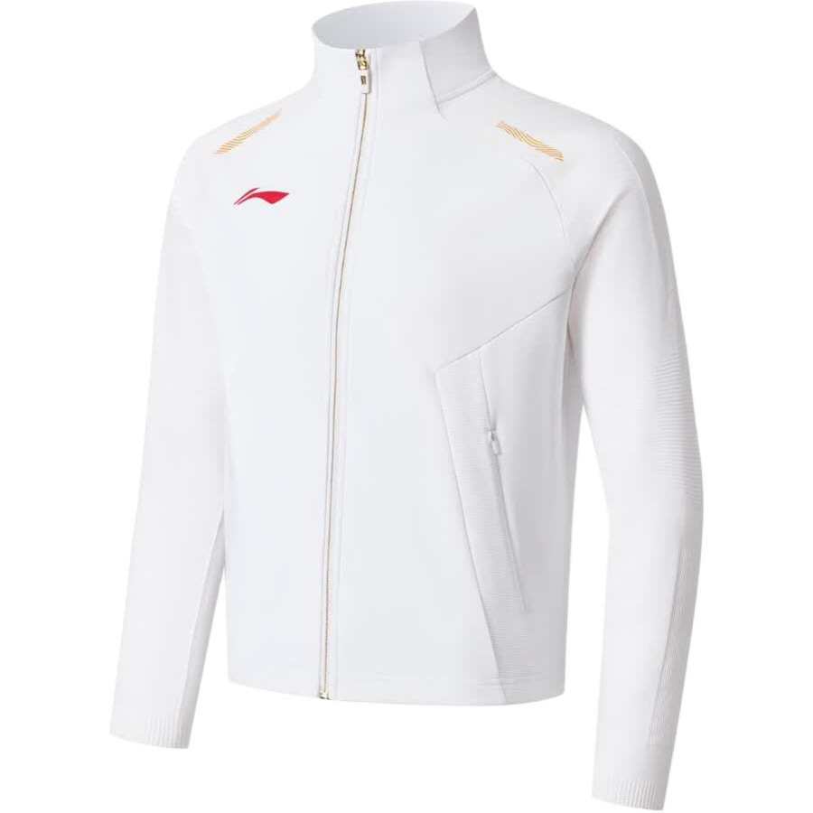 Li-Ning Li Ning Jackets Unisex White Stand Collar Moderate Straight Fit