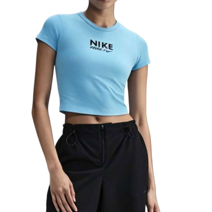 Nike Nike Sportswear T Shirts Women's Baltic Sea Blue Crew Neck Moderate