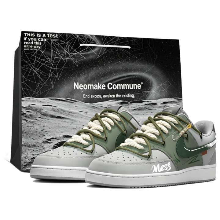 Nike Nike Court Vision Skateboard Shoes Men's Low Top Gray Green Color Block Patchwork