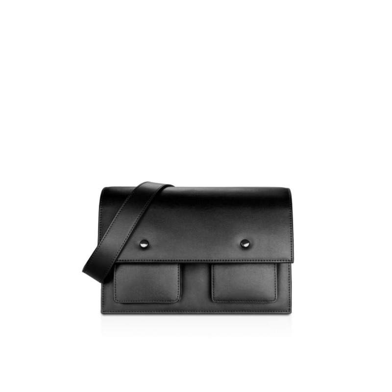 INJOYLIFE Genuine Leather Shoulder Bag, Crossbody Bag Men's Black