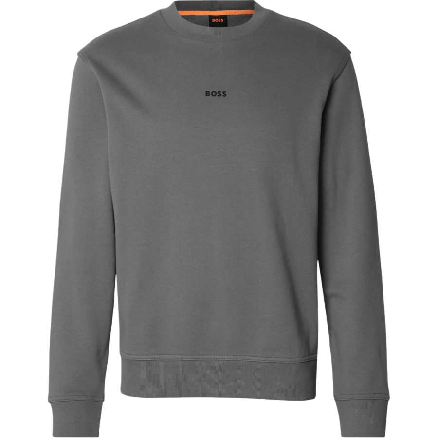 HUGO BOSS Sweatshirts Men's Gray Crew Neck Moderate Straight Fit