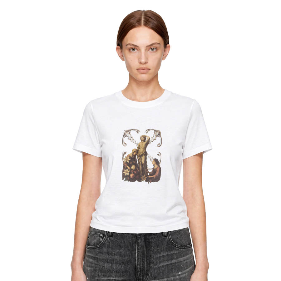 OFF-WHITE OFF WHITE T Shirts Women's Crew Neck Moderate Straight Fit