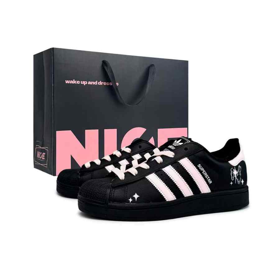 Adidas Originals Superstar 2 Skateboard Shoes Unisex Low Top Black/Pink