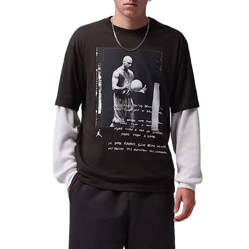 Jordan Jordan Brooklyn T Shirts Men's Dark Brown Crew Neck Moderate