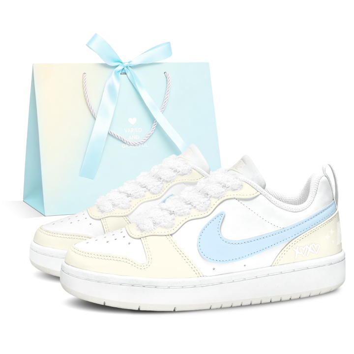 Nike Nike Court Borough Skateboard Shoes Unisex Low Top Blue/Beige