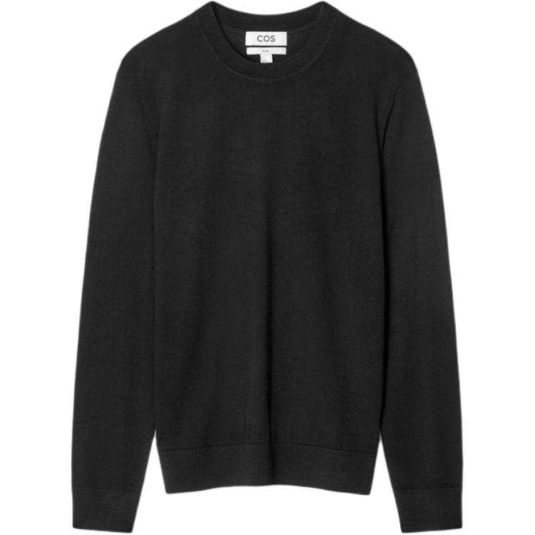 COS Sweaters Men's Black Crew Neck Moderate Straight Fit