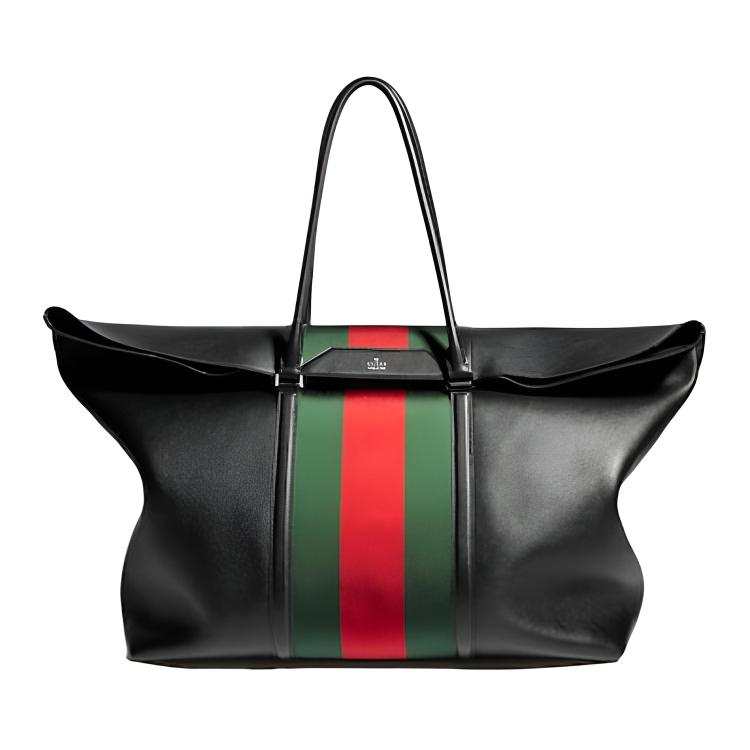 GUCCI Web Soft Calfskin Travel Bag Women's Black