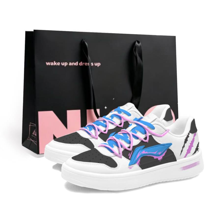 Li-Ning Li Ning Floating Boat Skateboard Shoes Men's Low Top Black White Blue Purple Pink Color Block Patchwork