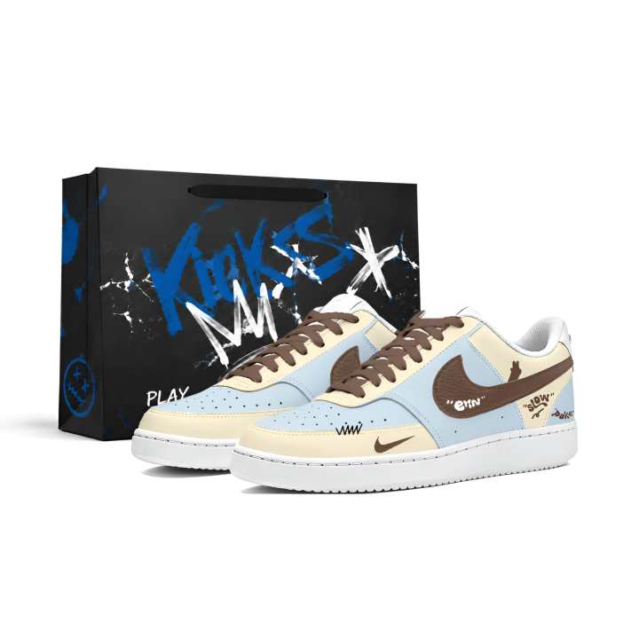 Nike Nike Court Vision Skateboard Shoes Men's Low Top Milk White, Sky Blue