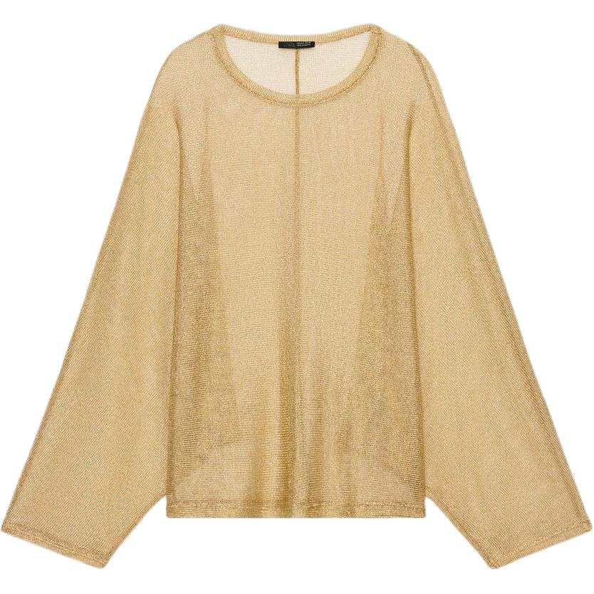 ZARA Knitwear Women's Gold Crew Neck Thin