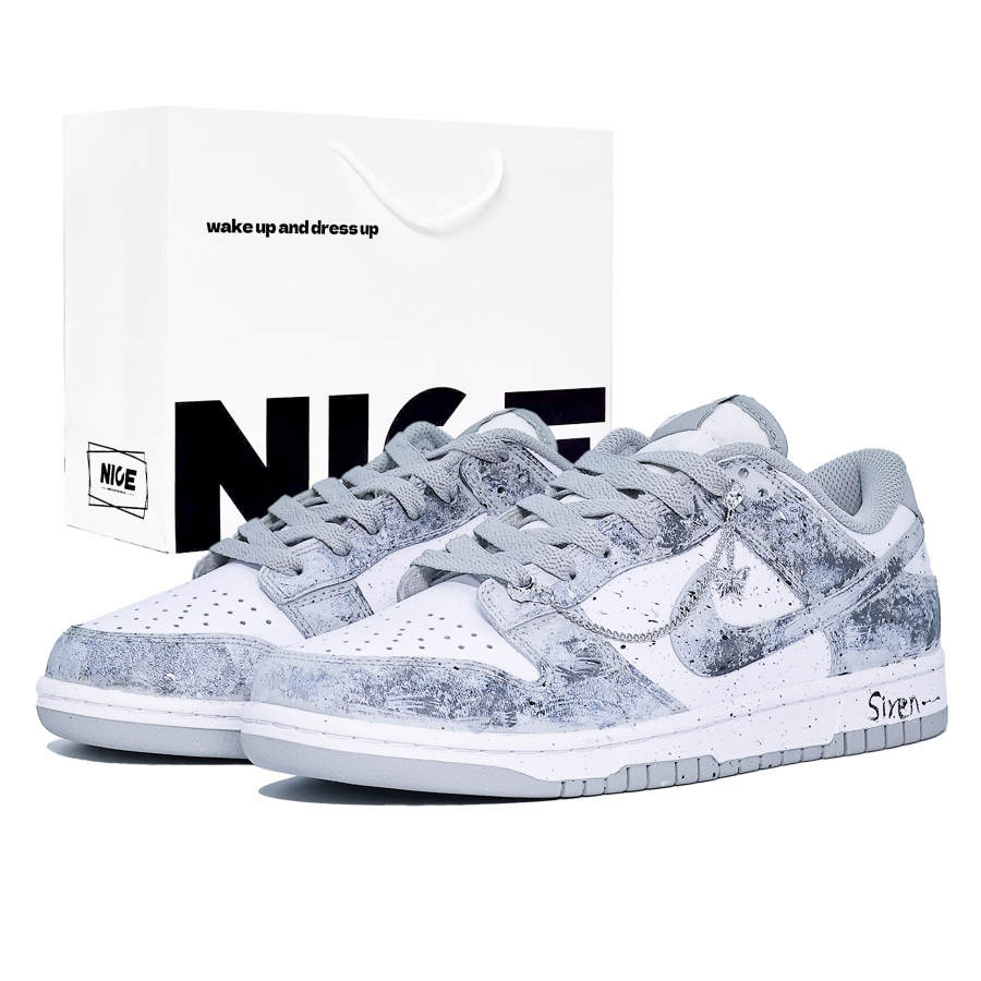Nike Nike Dunk Cushioning, Wear Resistant Low top Skateboard Shoes Unisex Black White Gray