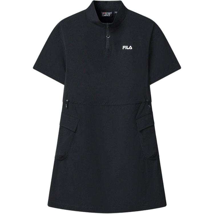 FILA Short Sleeved Dresses Women's Legend Blue NV Stand Collar Moderate Short Skirt