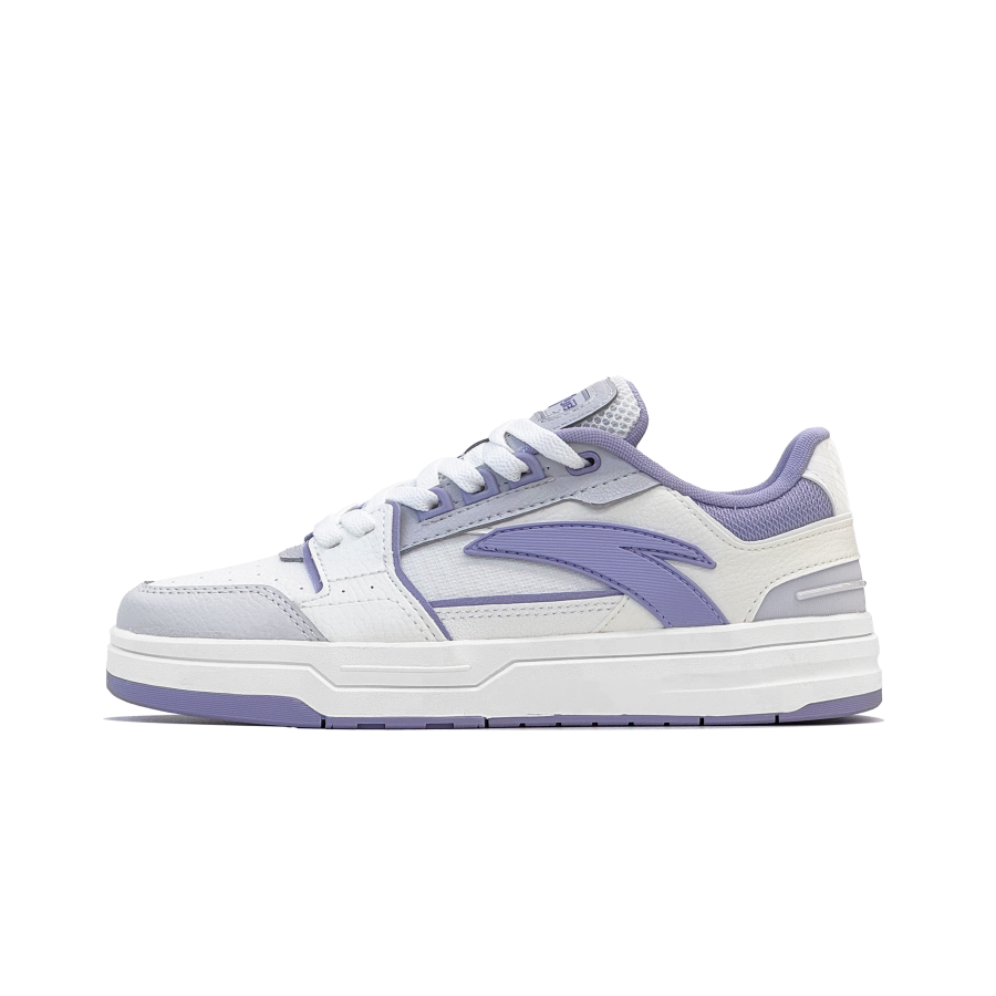 ANTA Street Lite Skateboard Shoes Women's Low Top Ivory White/Cumulus Gray/Poplar Catkin Purple