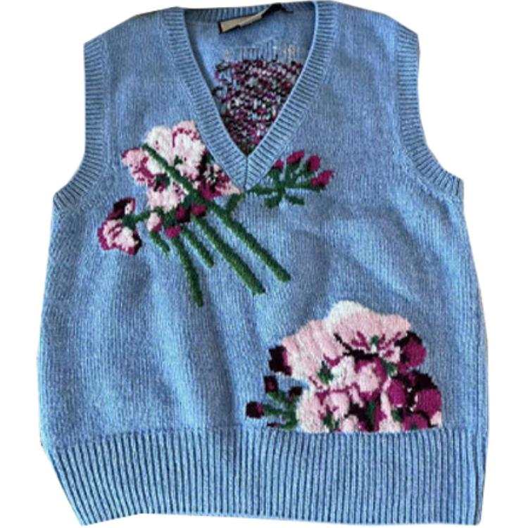 GUCCI Vests Women's Blue V Neck Moderate Other