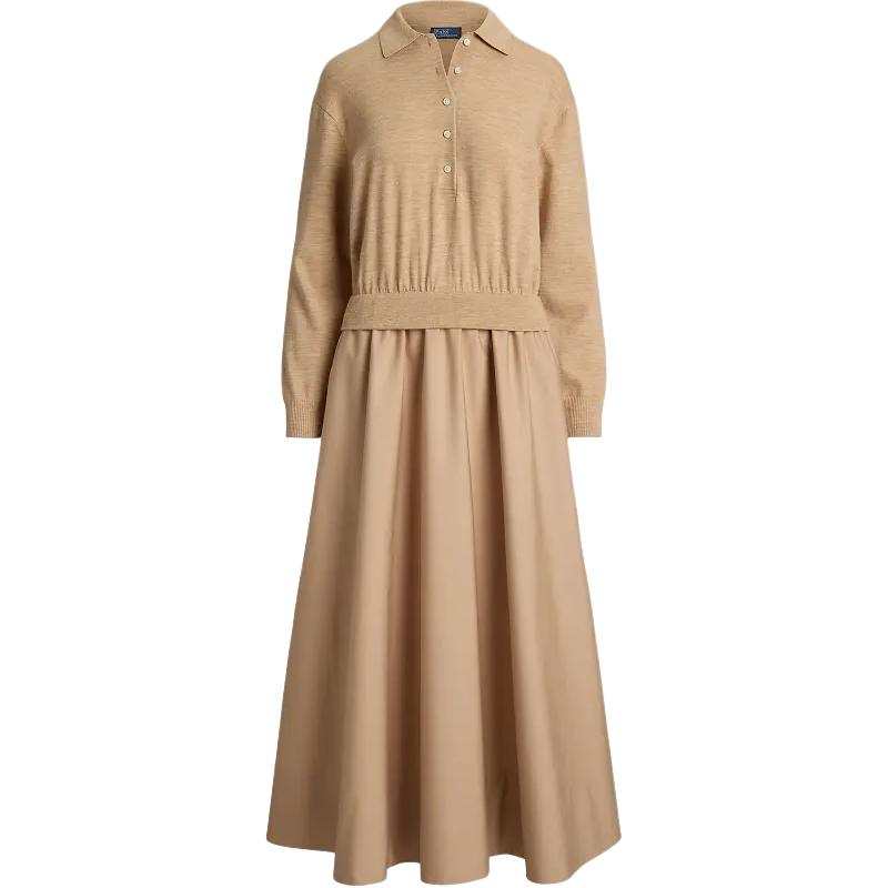 Polo Ralph Lauren Long Sleeved Dresses Women's Natural Polo Collar Moderate Long Skirt Other