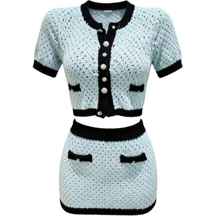 CHARM GLOW Two Piece Skirt Sets Women's Strapless Top Moderate Short Skirt