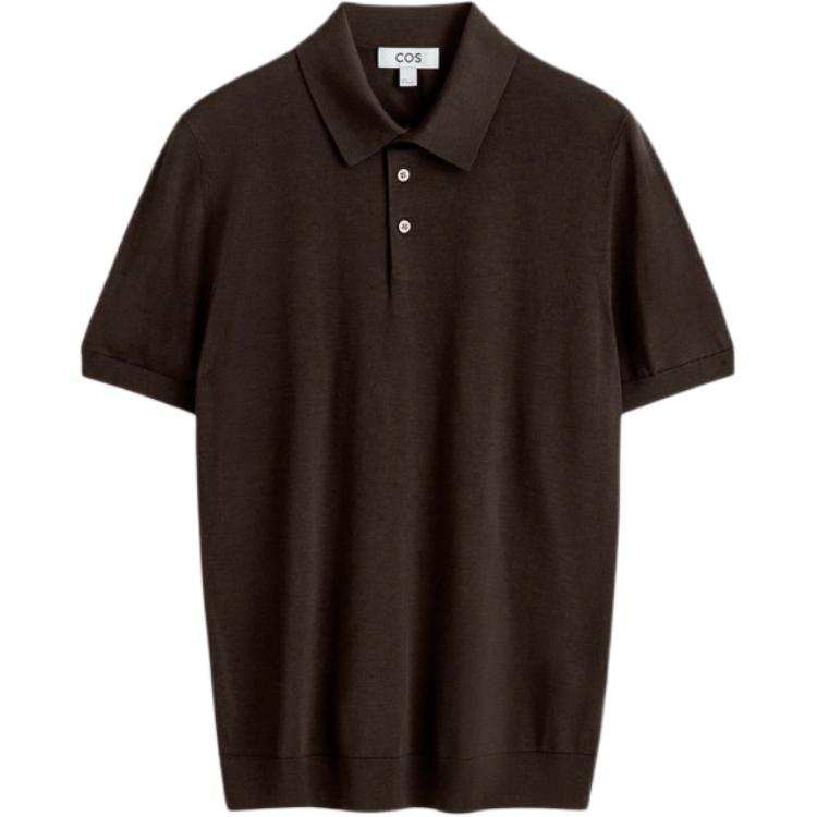 COS Polo Shirts Men's Coffee Brown Lapel Moderate Straight Fit