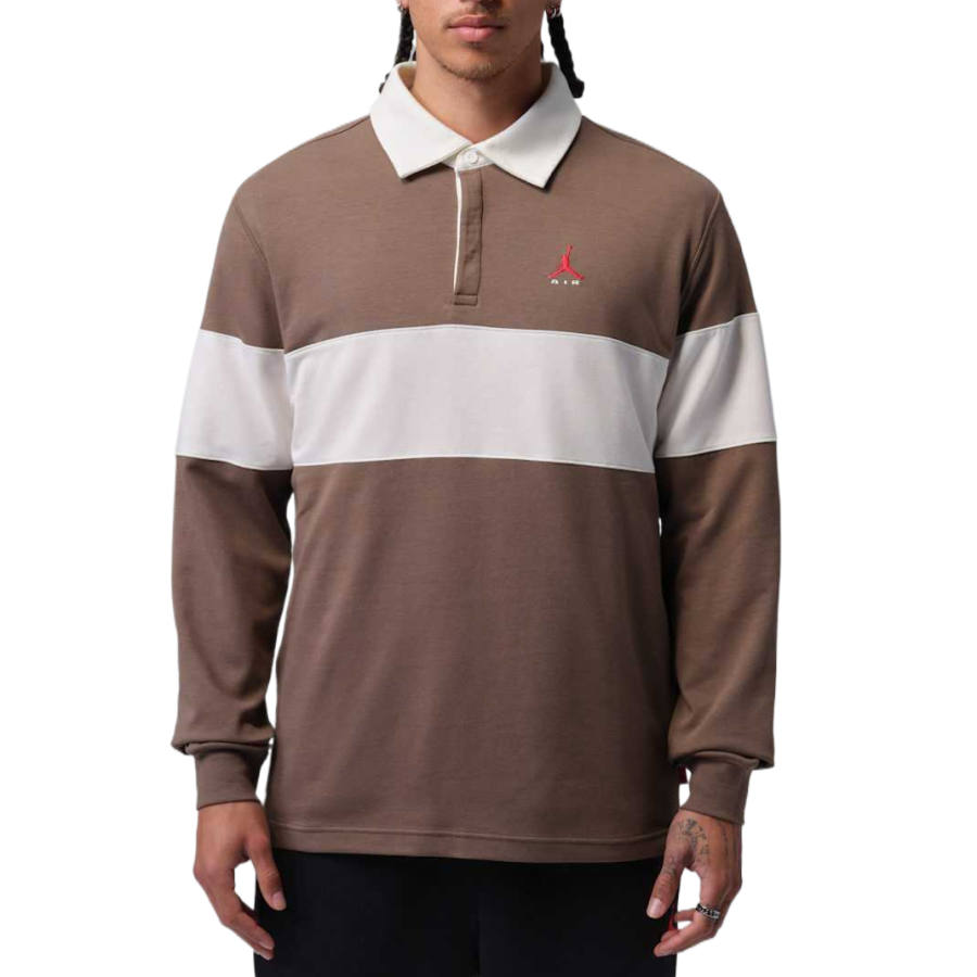 Jordan Jordan Brooklyn Polo Shirts Men's Palomino/Sail/Sail/University Red Polo Collar Moderate
