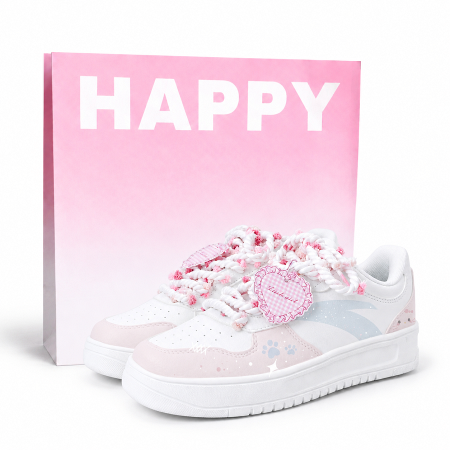 ANTA Easy Skateboard Shoes Women's Low Top Black/White/Pink