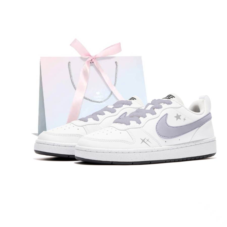 Nike Nike Court Borough Skateboard Shoes Women's Low Top White, Purple