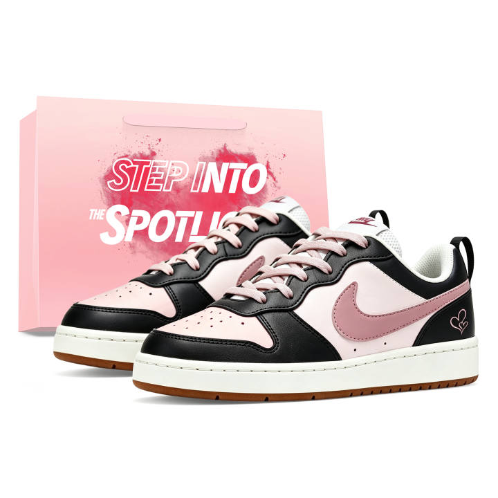 Nike Nike Court Borough Skateboard Shoes Unisex Low Top Black Pink White Brown Multicolor