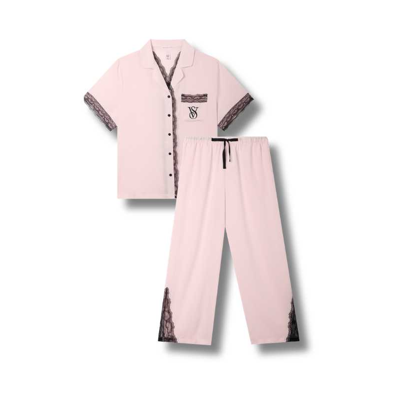 Victoria's Secret Pajama Set Women's Peach Lace