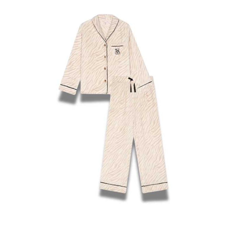 Victoria's Secret Pajama Set Women's Ecru Zebra