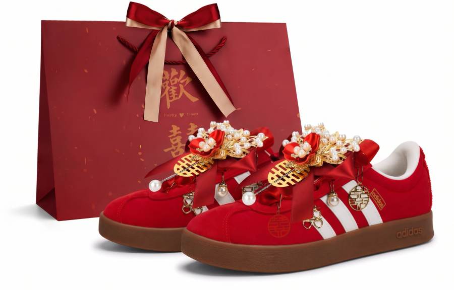 Adidas Adidas Vl Court Classic German Army Trainers Unisex Low Top Red Gold