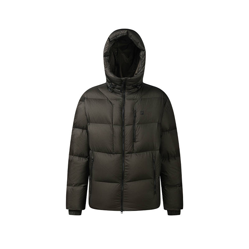 FILA Down Jackets Men's Elegant Gray Hooded Non Detachable Thickened Straight Fit