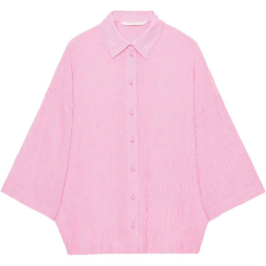 ZARA ZW Shirts Women's Pink Lapel