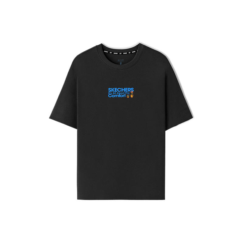 Skechers T Shirts Unisex Carbon Black 0018 Crew Neck Moderate