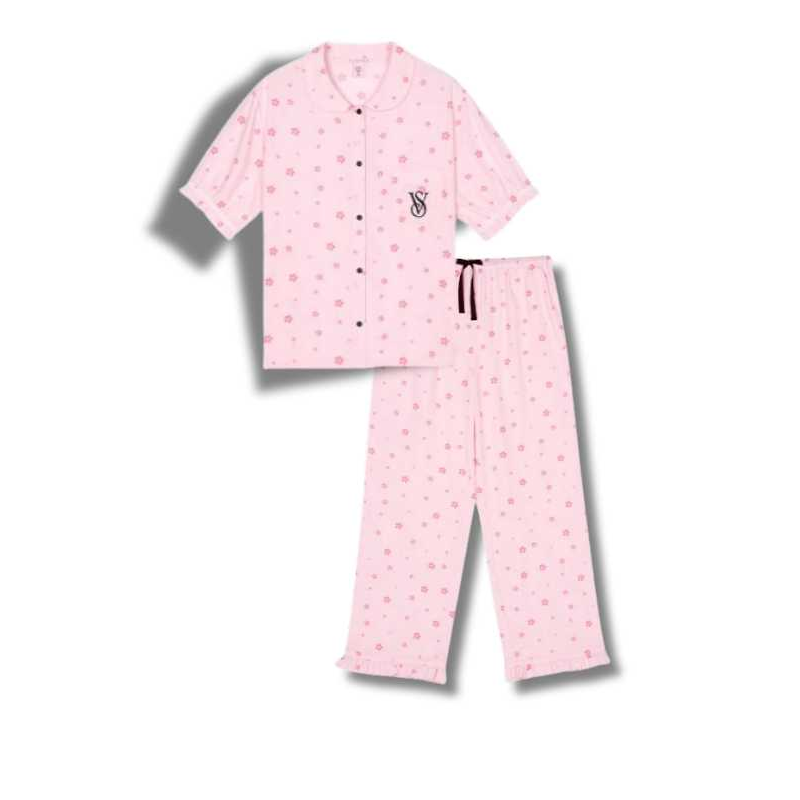Victoria's Secret Pajama Set Women's Bubbles Cherry Blossom