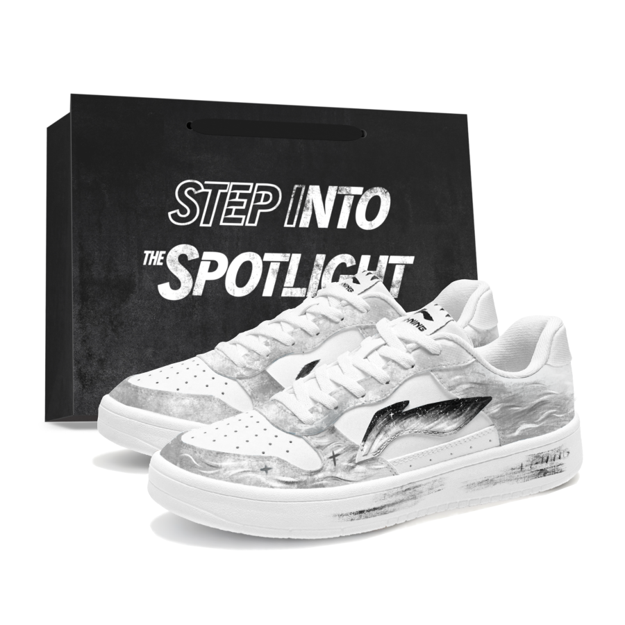 Li-Ning Li Ning Floating Boat Skateboard Shoes Men's Low Top Black White Gray