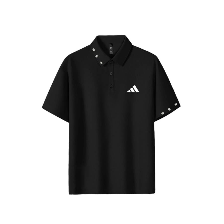 Adidas Adidas Tennis Polo Shirts Men's Black Polo Collar Thin Straight Fit