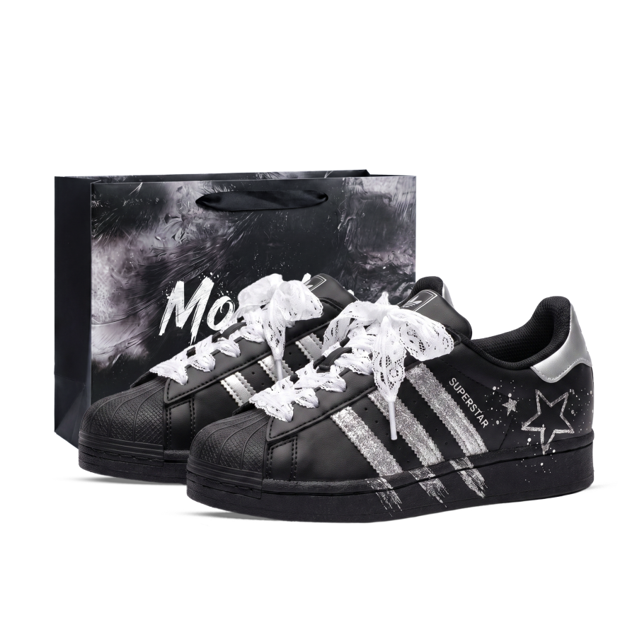 Adidas Originals SUPERSTAR Skateboard Shoes Unisex Low Top Black/White/Silver