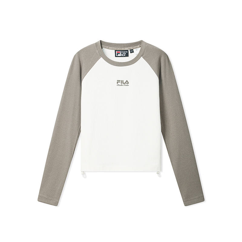 FILA T Shirts Women's Cloud White Crew Neck Moderate Straight Fit